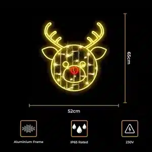 LED Rudolph 2D Christmas decoration size and features