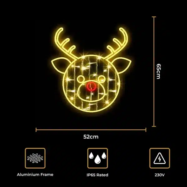 LED Rudolph 2D Christmas decoration size and features