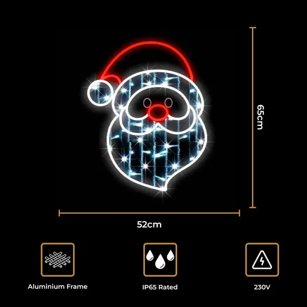 LED Santa Claus Christmas 2D decoration size and features