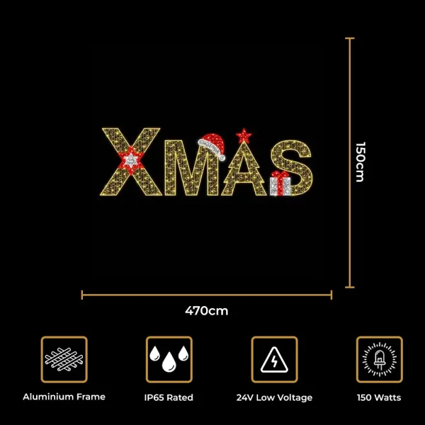 Large LED 2D XMAS decoration size and features