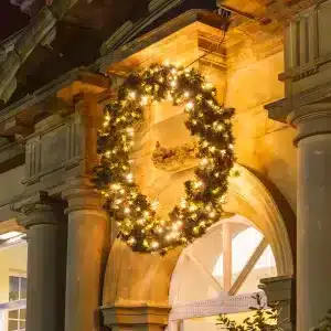 Large outdoor Christmas pre-lit wreath 150cm building facade display