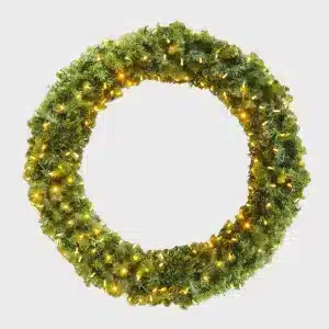 Large outdoor Christmas pre-lit wreath 150cm with warm white LEDs