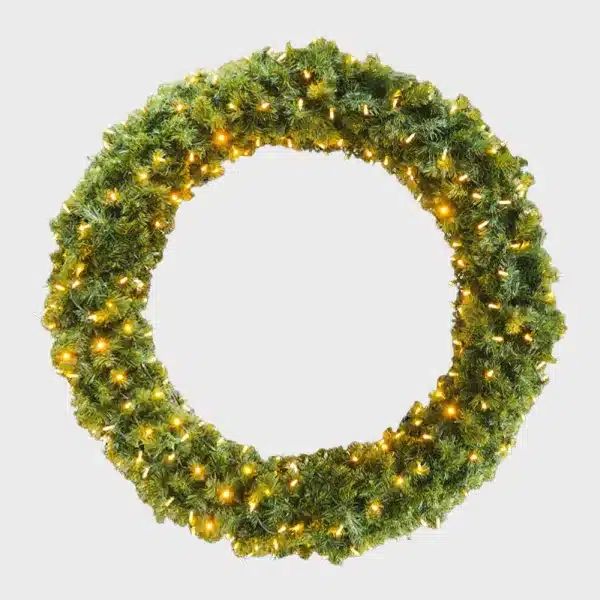 Large outdoor Christmas pre-lit wreath 150cm with warm white LEDs