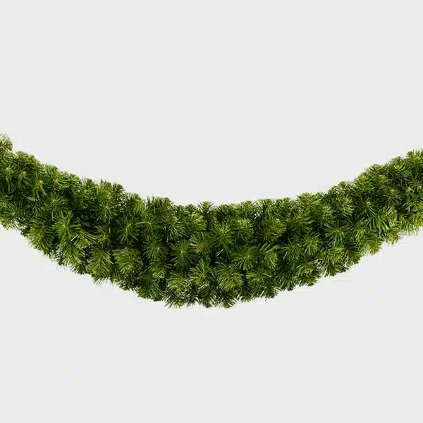 Large plain outdoor Christmas swag garland thick branches close up