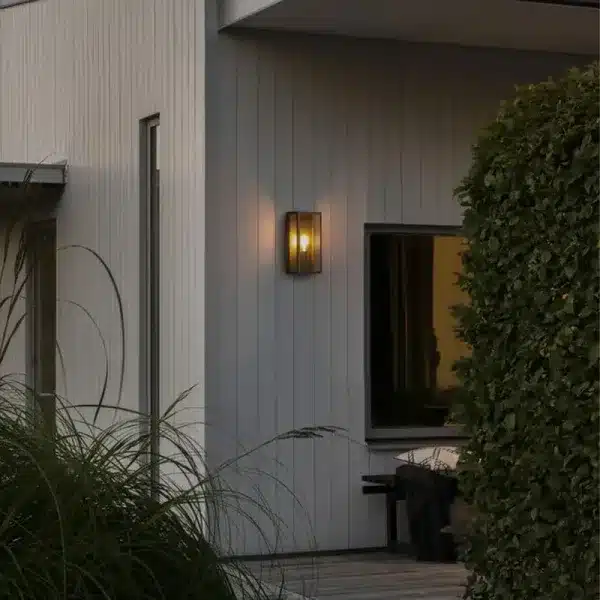 Matt black & brass outdoor wall light gallery image