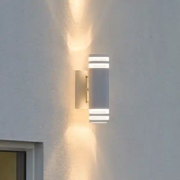 Double outdoor wall light in matt white finish product image