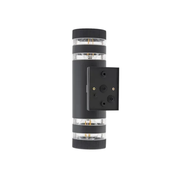 Modern black outdoor wall light back view