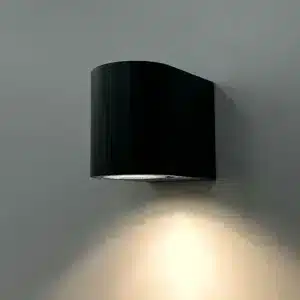 Modern down outdoor wall light in graphite finish side view