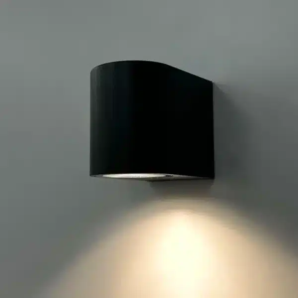 Modern down outdoor wall light in graphite finish side view
