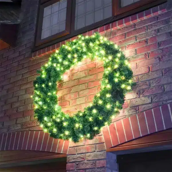 Outdoor Christmas pre-lit wreath 100cm diameter exterior display
