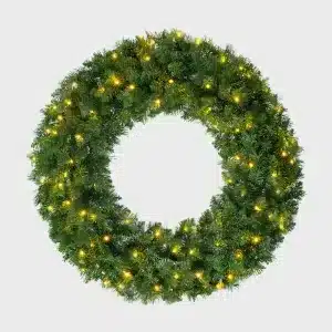 Outdoor Christmas pre-lit wreath 100cm diameter with 408 tips and 300 warm white LEDs