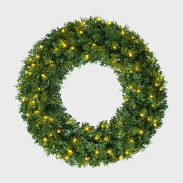 Outdoor Christmas pre-lit wreath 100cm diameter with 408 tips and 300 warm white LEDs