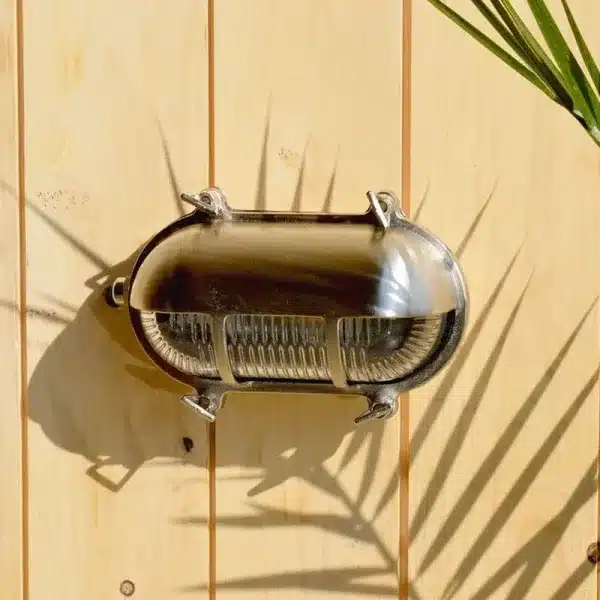 Oval Eyelid Outdoor Wall Light Nickel Product Image