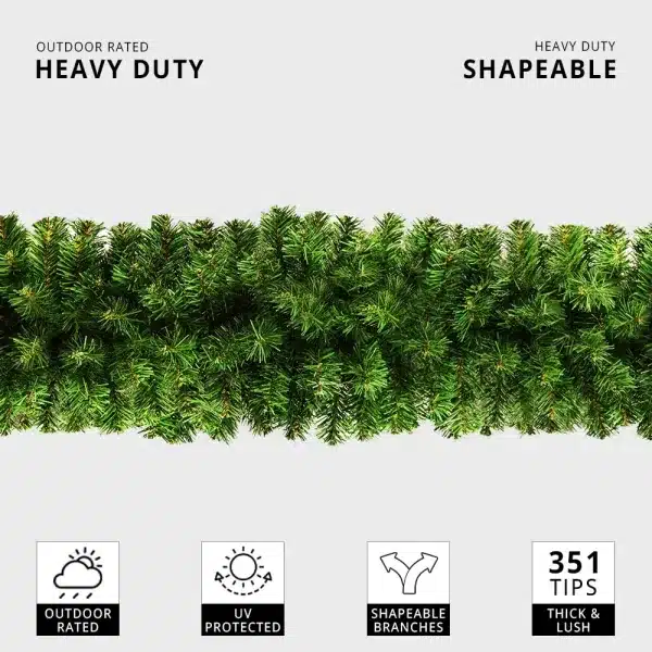 Plain Christmas branch garland 50cm diameter for outdoor use features