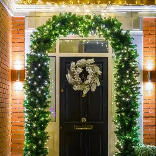 Plain Christmas branch garland 50cm diameter outdoor display