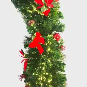 Pre-lit fibre optic Christmas garland 2m long pre-decorated