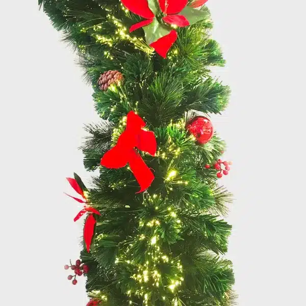 Pre-lit fibre optic Christmas garland 2m long pre-decorated