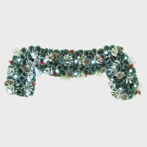 Pre-lit flocked Christmas garland pre-decorated