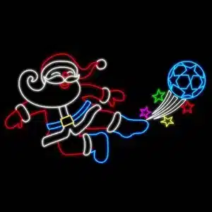 Santa playing soccer Christmas décor for outdoor use