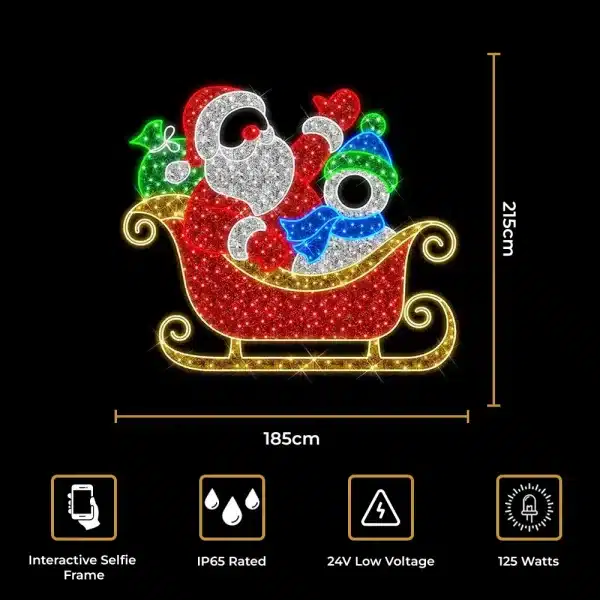 Santa sleight selfie Christmas decoration size and features