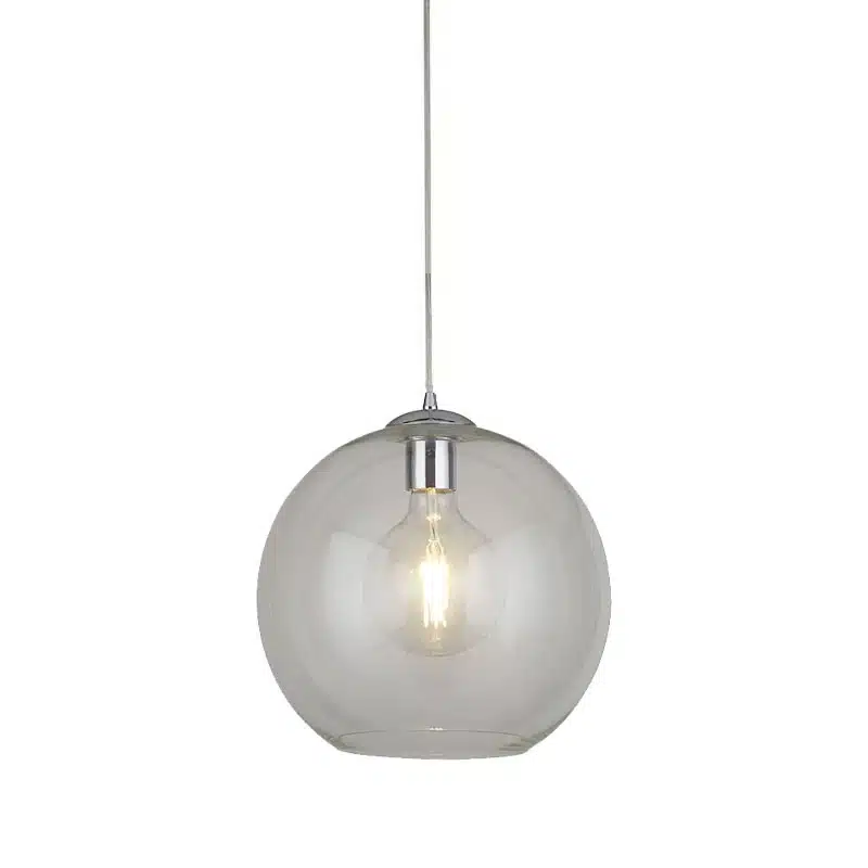 Satin-Nickel-Finish-Clear-Glass-Single-Pendant-Light Clear globe glass single pendant light with satin nickel finish
