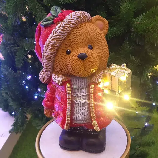 Teddy Bear With Gift Boxes Christmas Table Decoration