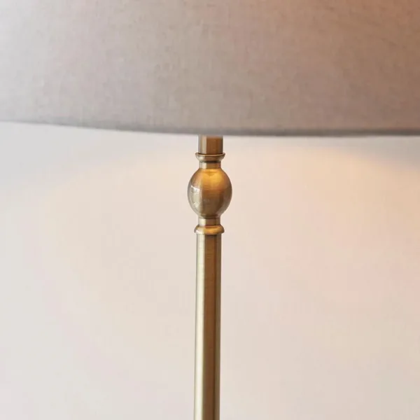 Antique Brass Floor Lamp With Natural Linen Shade