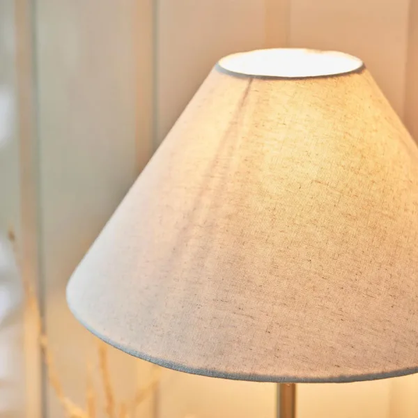 Antique Brass Table Lamp With Natural Linen Shade