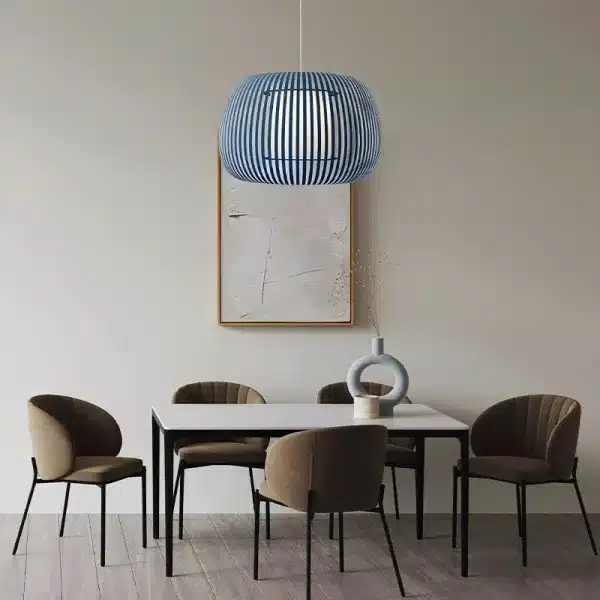 Blue Fabric Shade Pendant Light 38CM