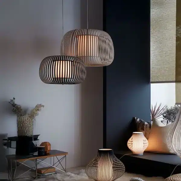 Dark Grey Fabric Shade Pendant Light 38CM