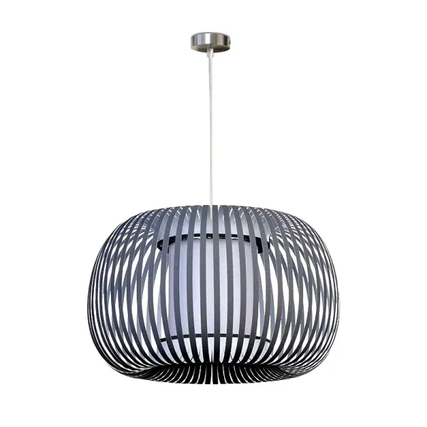 Dark Grey Fabric Shade Pendant Light 38CM