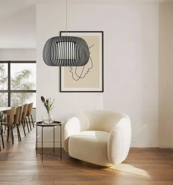 Dark Grey Fabric Shade Pendant Light 60CM