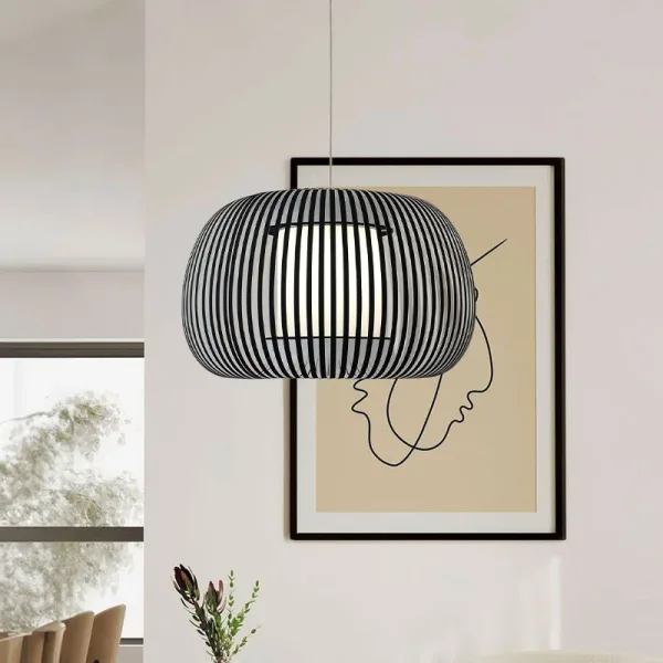 Dark Grey Fabric Shade Pendant Light 60CM