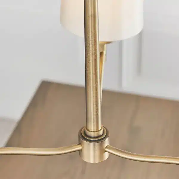 Pendant light in matt antique brass finish close up view