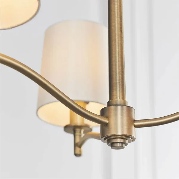 Pendant light in matt antique brass finish detailing view