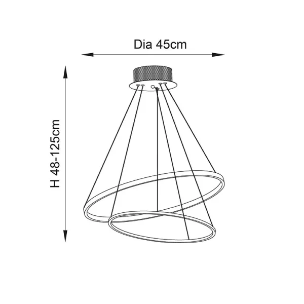 Dimensions of polished chrome twin hoop LED pendant light