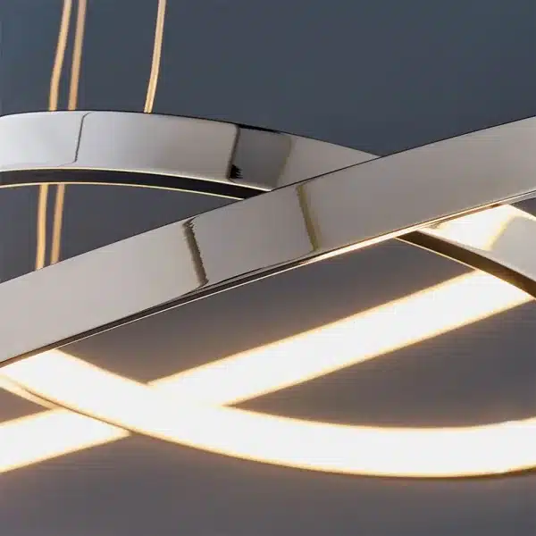 Polished chrome twin hoop LED pendant light finish angle