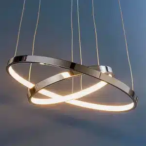 Polished chrome twin hoop LED pendant light product view