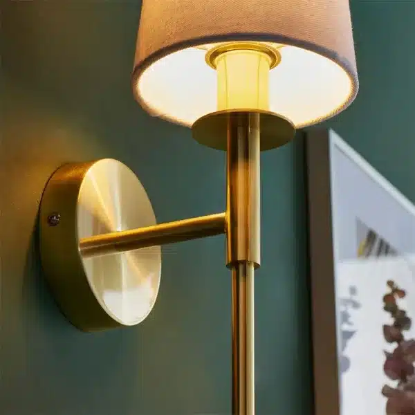 Satin brass wall light bulb holder detail