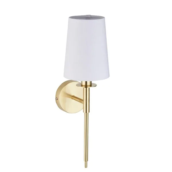 Satin brass wall light non lit white background