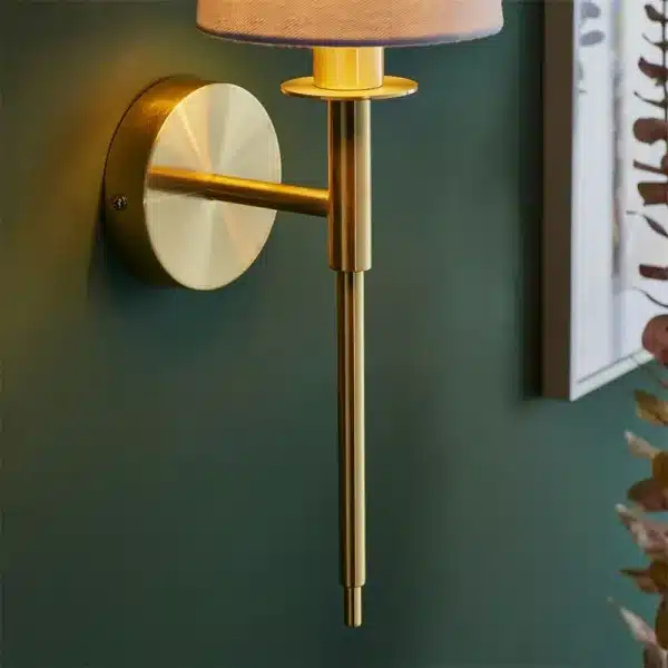 Satin brass wall light stem side profile
