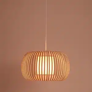 Stone Colour Fabric Shade Pendant Light 38CM