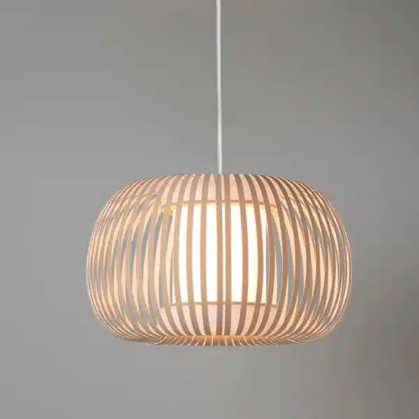 Stone Colour Fabric Shade Pendant Light 38CM