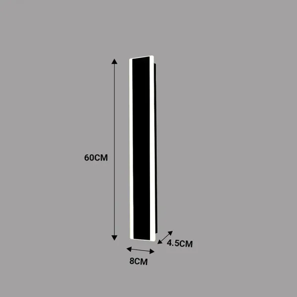 12W outdoor acrylic black wall light IP65 rated dimensions