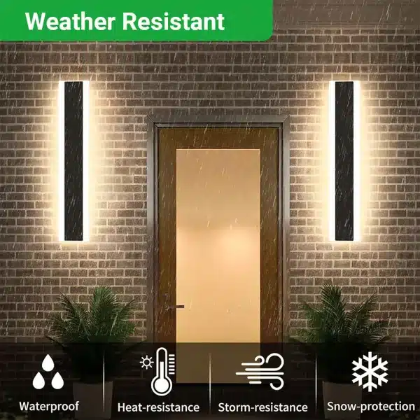 12W outdoor acrylic black wall light IP65 rated weather resistant