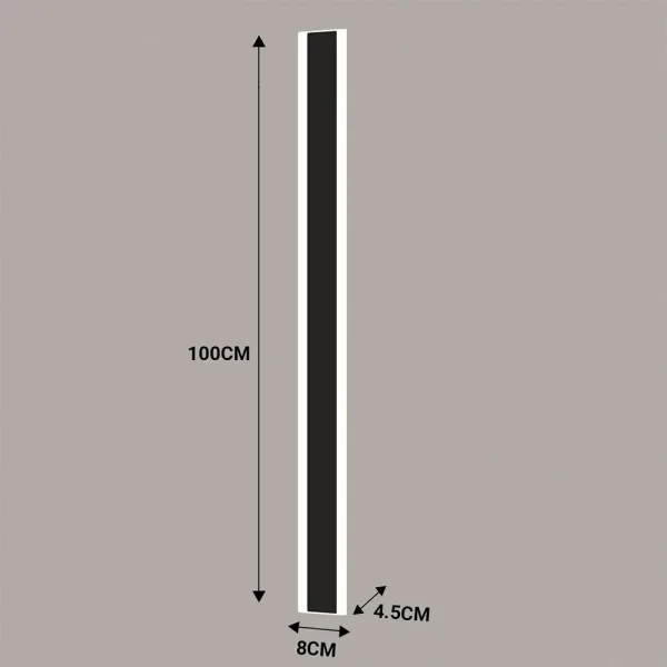 24W outdoor acrylic black wall light IP65 rated dimensions