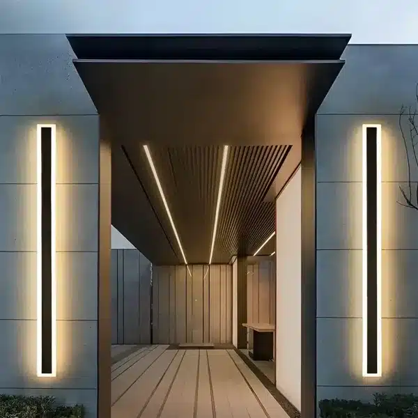 24W outdoor acrylic black wall light IP65 rated front angle outside house