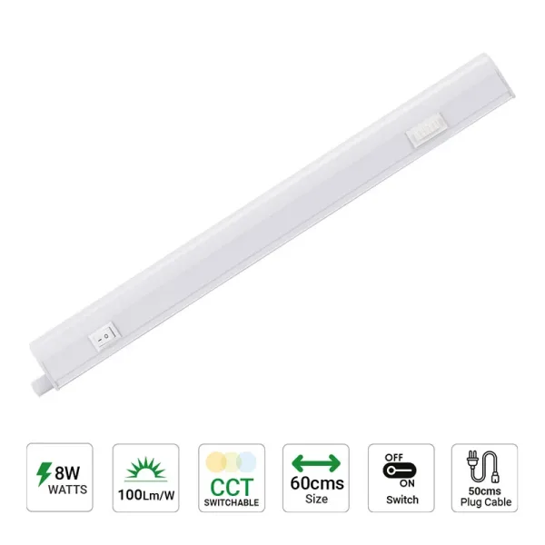 8W LED CCT T5 under cabinet batten light features