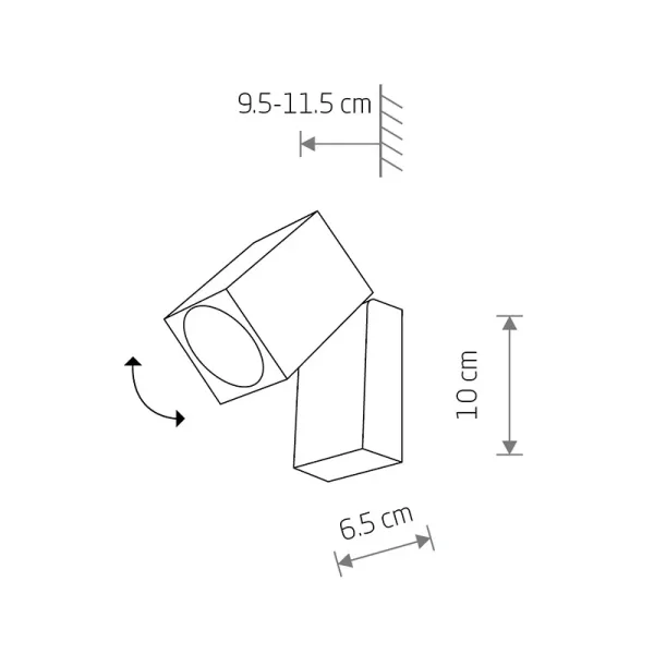 Adjustable outdoor wall light in anthracite grey finish dimensions