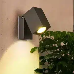 Adjustable outdoor wall light in anthracite grey finish on exterior wall
